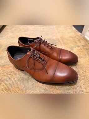 Vittorio Russo size 8 Men's Cap-Toe Oxford Dress Shoes in Camel Tan Brown